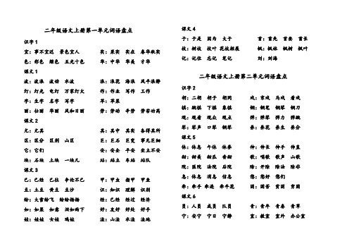 二年级语文上册词语盘点整理版
