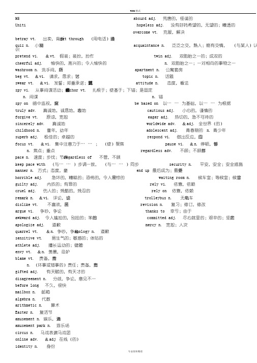 牛津高中英语模块五单词表