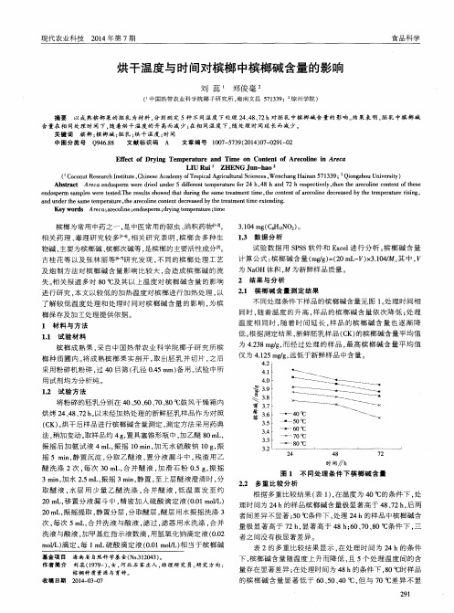 烘干温度与时间对槟榔中槟榔碱含量的影响