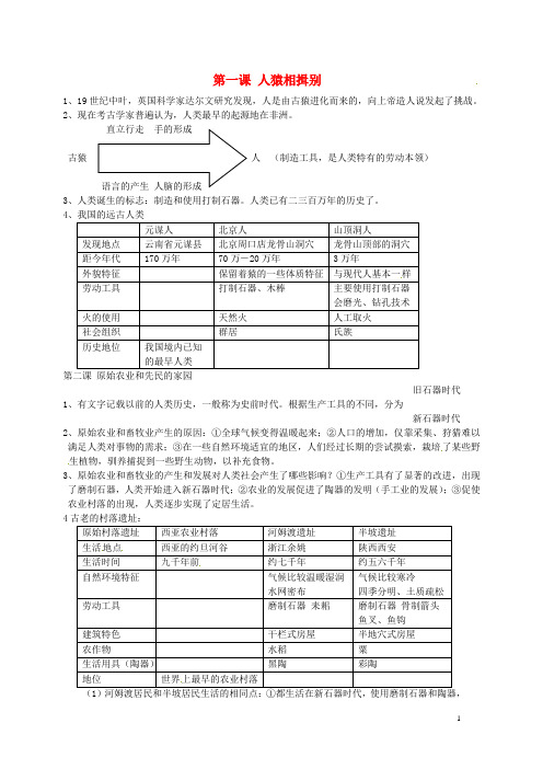 浙江省台州市黄岩区头陀镇中学八年级历史与社会 第一