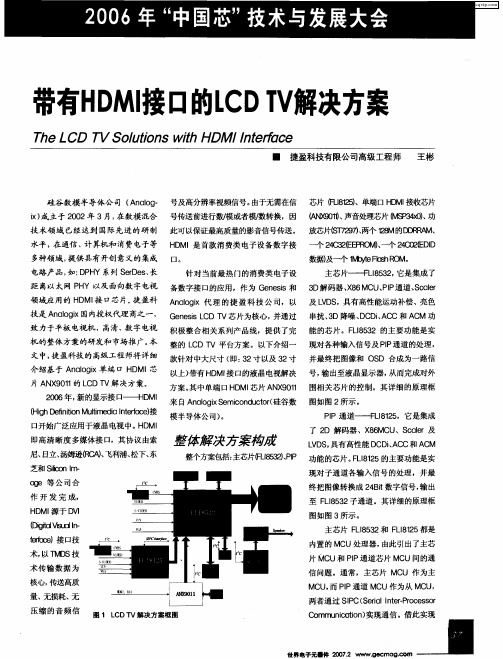 带有HDMI接口的LCD TV解决方案