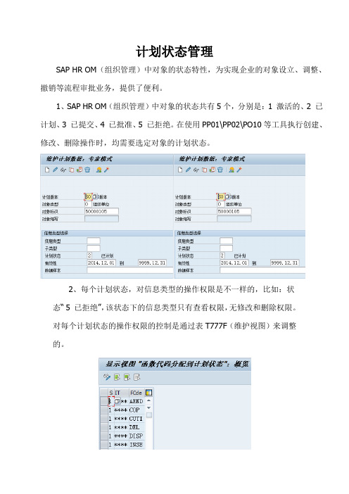 SAP HR OM(组织管理)-计划状态管理