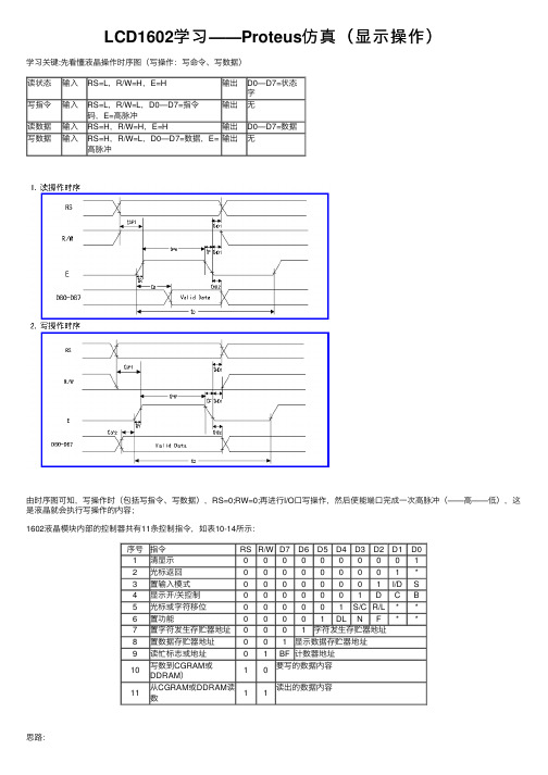 LCD1602学习——Proteus仿真（显示操作）