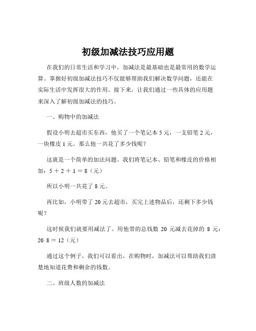 初级加减法技巧应用题