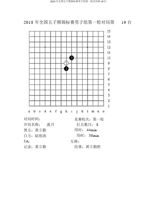 2018年全国五子棋锦标赛男子组第一轮对局第19台