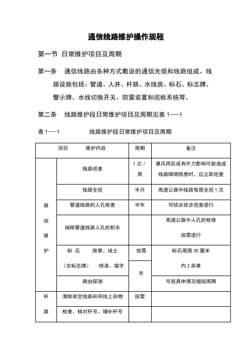 通信线路维护操作规程