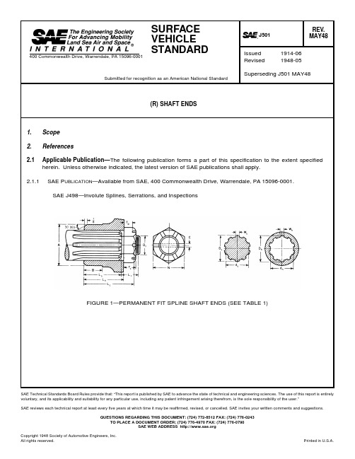 SAE--J501-1948--SHAFT--ENDS