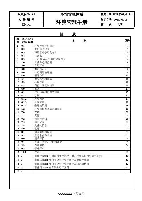 最新-ISO14001：2015环境管理手册