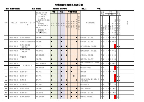 例 实验室  环境因素识别清单