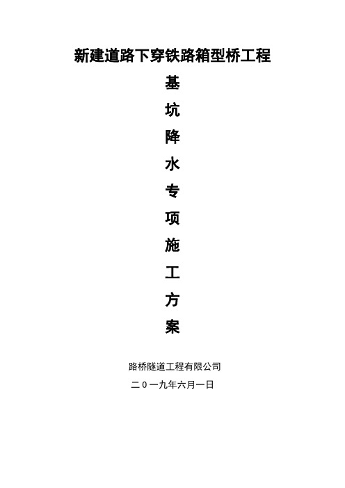 新建道路下穿铁路箱型桥工程基坑降水专项施工方案(专家论证)