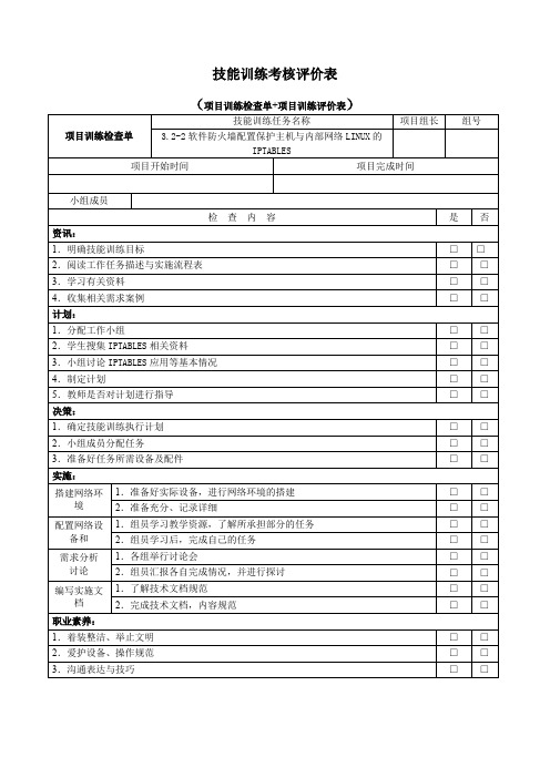 技能训练任务检查与考核3.2-2软件防火墙配置保护主机与内部要点