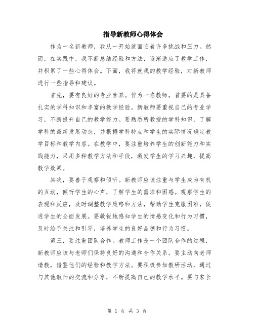 指导新教师心得体会