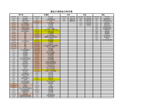 新会计准则会计科目表