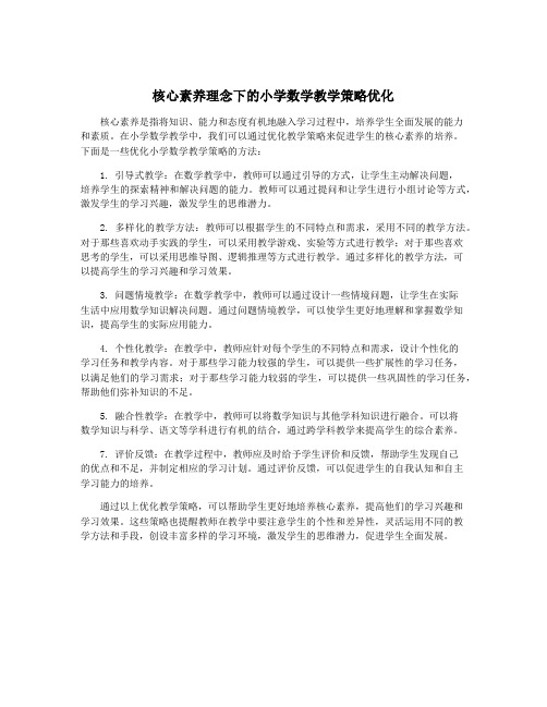 核心素养理念下的小学数学教学策略优化