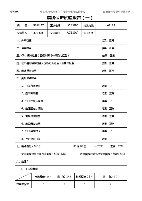 馈线继保报告