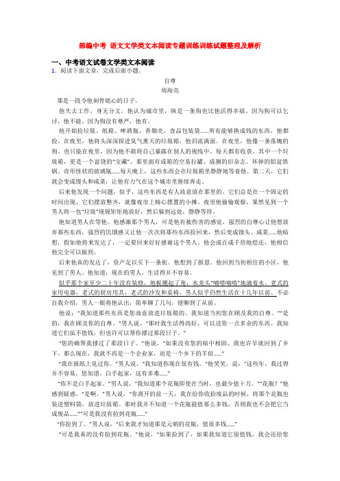 部编中考 语文文学类文本阅读专题训练训练试题整理及解析