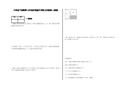 六年级下册数学-小升初应用题专项练习及答案-b27-人教版