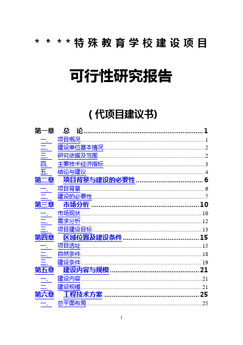 特殊教育学校建设项目可行性研究报告