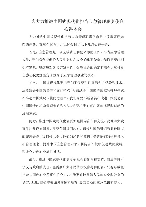 为大力推进中国式现代化担当应急管理职责使命心得体会