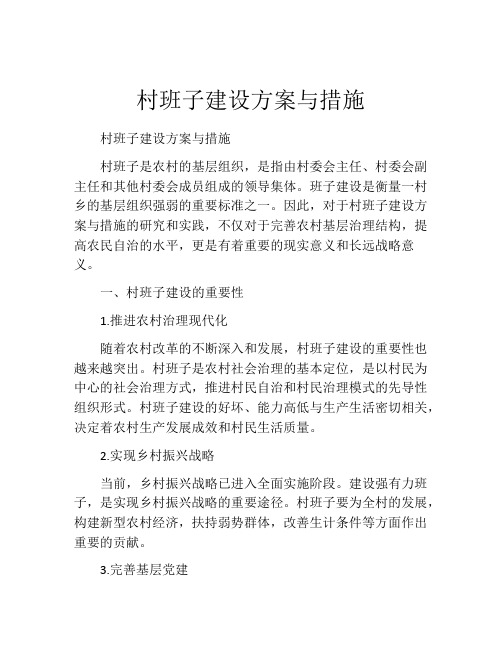 村班子建设方案与措施