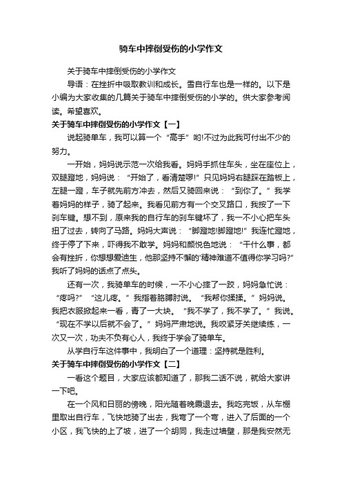 关于骑车中摔倒受伤的小学作文