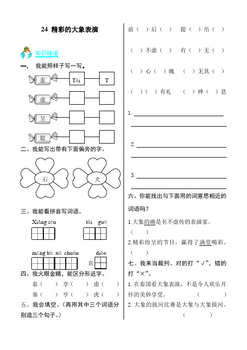 同步练习《24精彩的大象表演》