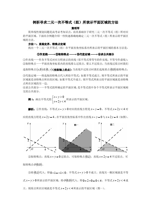 不等式表示的平面区域