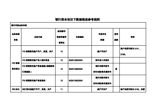 银行资本项目下数据报送参考规则