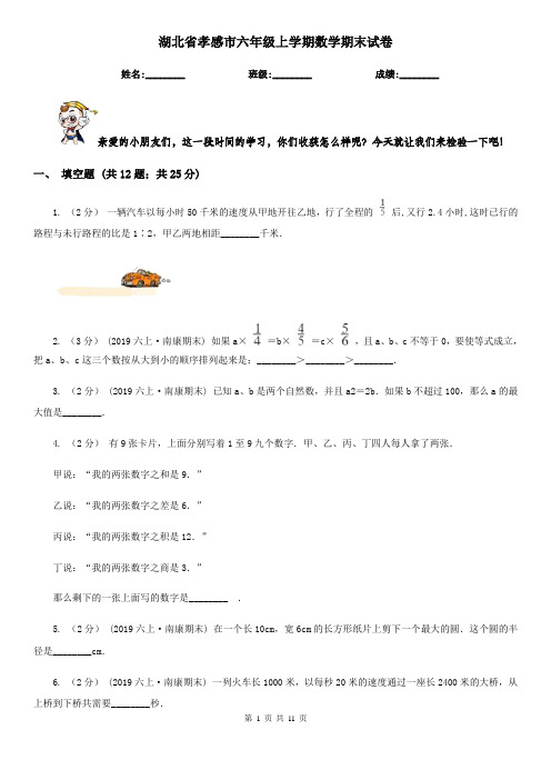 湖北省孝感市六年级上学期数学期末试卷