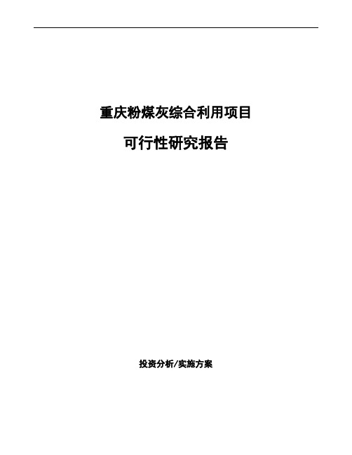 重庆粉煤灰综合利用项目可行性研究报告