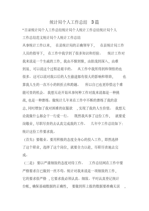 统计局个人工作总结3篇
