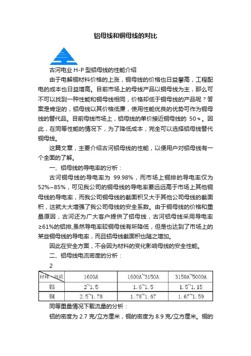 铝母线和铜母线的对比