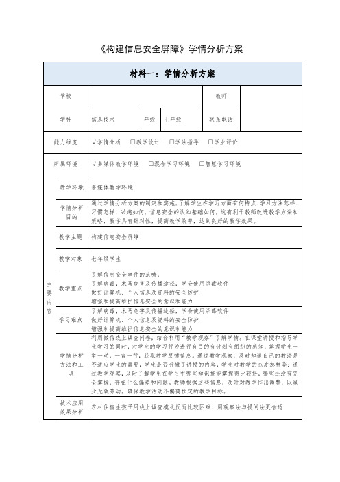 七年级信息技术学情分析方案