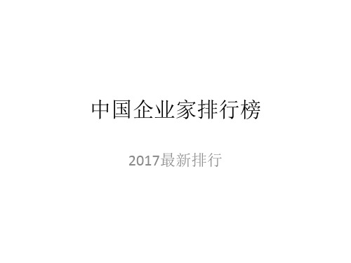 中国企业家排行榜