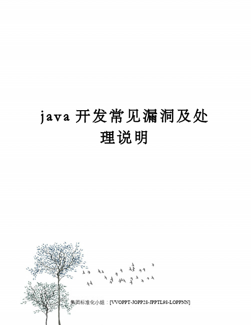 java开发常见漏洞及处理说明