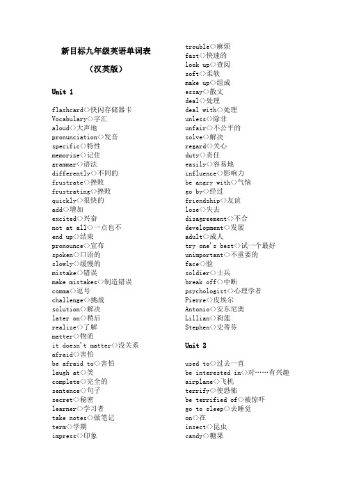 新目标九年级英语单词表(汉英版)