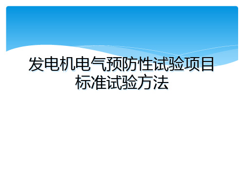 发电机电气预防性试验项目标准试验方法