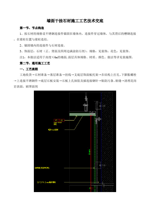 @墙面干挂石材施工工艺技术交底