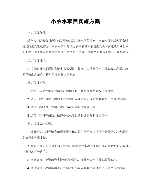 小农水项目实施方案