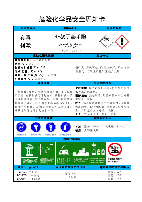 4-叔丁基苯酚-危险化学品安全周知卡