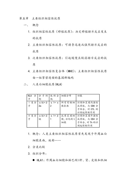 第五章：主要组织相容性抗原