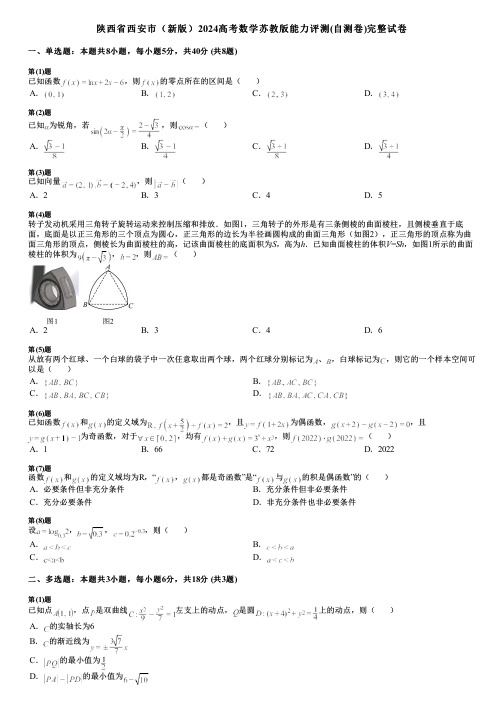 陕西省西安市(新版)2024高考数学苏教版能力评测(自测卷)完整试卷