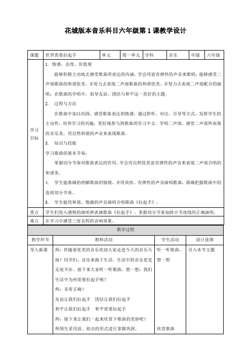 花城版小学音乐六年级下册同步配套教案(全册)