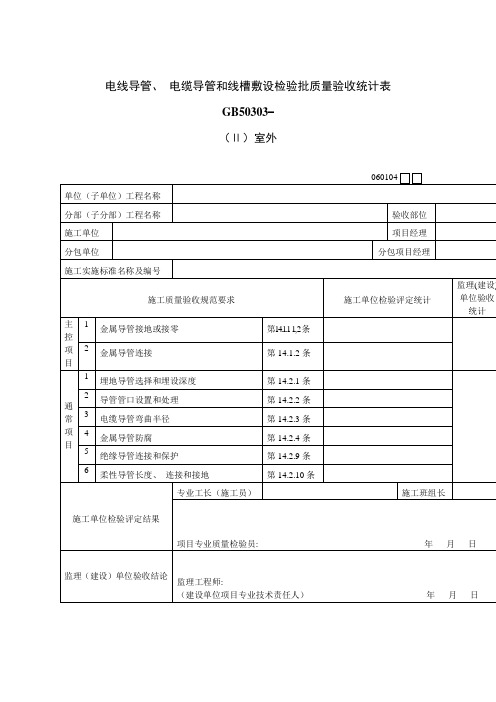 电线导管电缆导管和线槽敷设检验批质量验收记录表