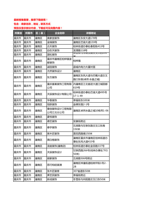 新版重庆市重庆市潼南区装修公司企业公司商家户名录单联系方式地址大全133家