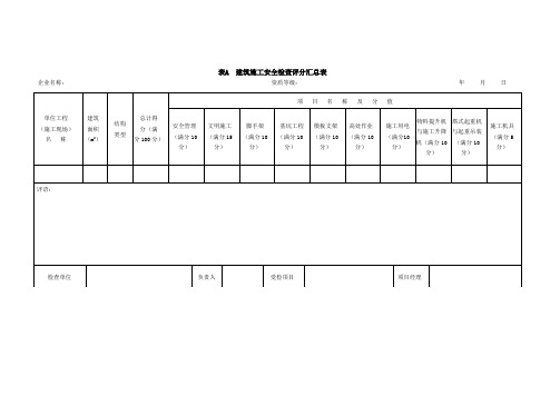 建筑施工安全检查标准JGJ表格