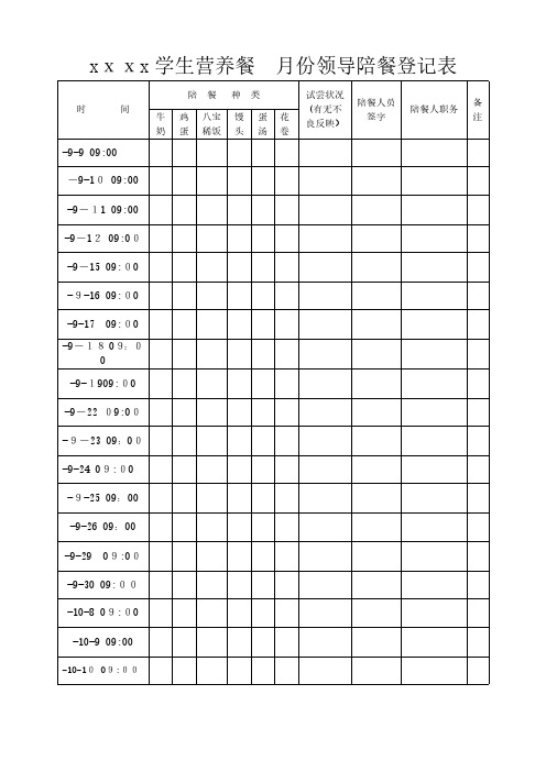 学生营养餐领导陪餐记录表