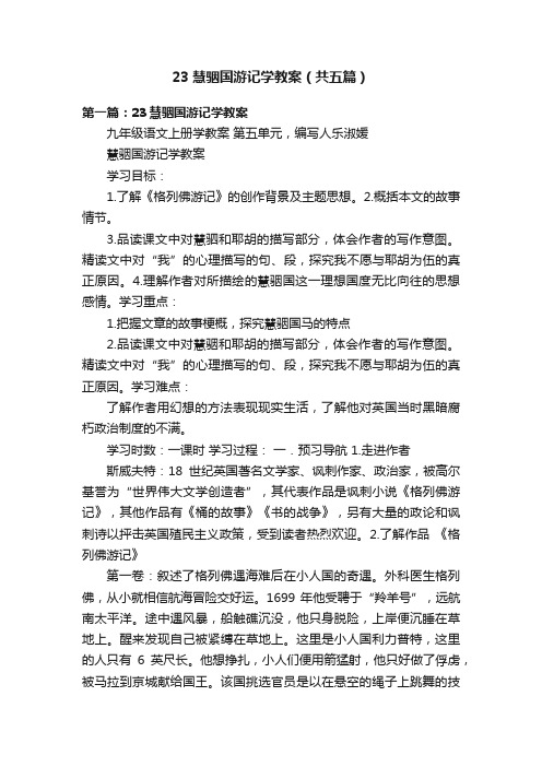 23慧骃国游记学教案（共五篇）