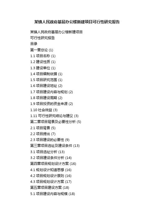 某镇人民政府基层办公楼新建项目可行性研究报告