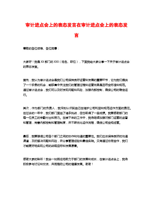 审计进点会上的表态发言在审计进点会上的表态发言